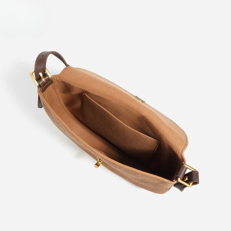 Luxury Women’s Leather Suede Shoulder Saddle Crossbody Bag-Handbags-Brown-Free Shipping Leatheretro