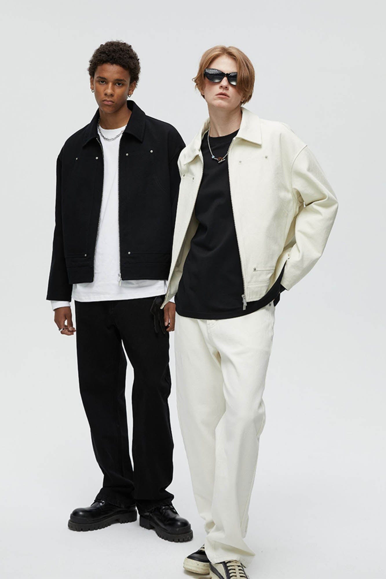 KREATE Studded Patchwork Utility Jacket-Jacket-S-Black-Free Shipping Leatheretro