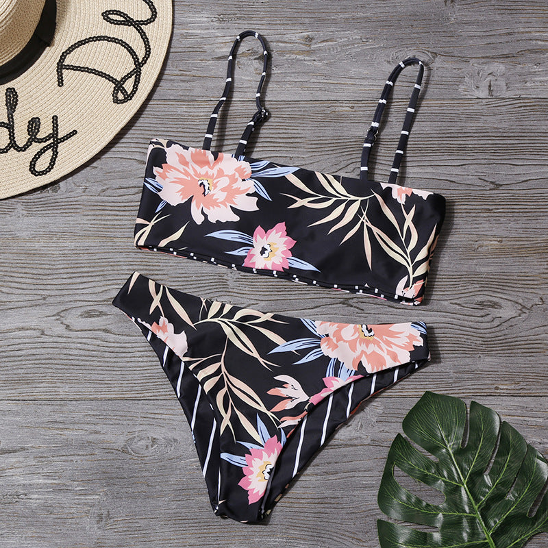 Sexy Floral Print Two Pieces Bikini Beachwear-Swimwear-The same as picture-S-Free Shipping Leatheretro