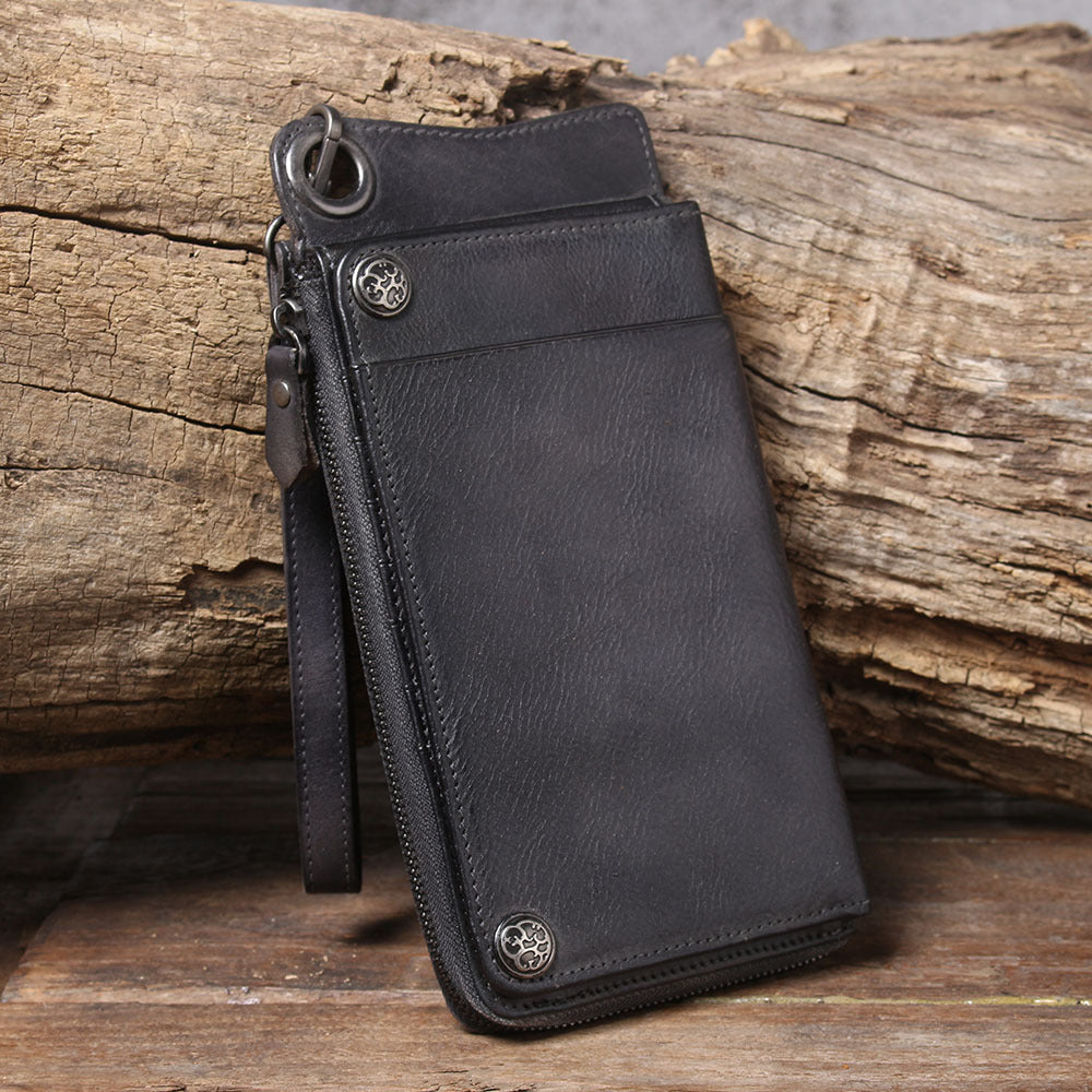 Multi-Functional Genuine Leather Long Wallet & Card Case-Handbags, Wallets & Cases-Coffee-Free Shipping Leatheretro