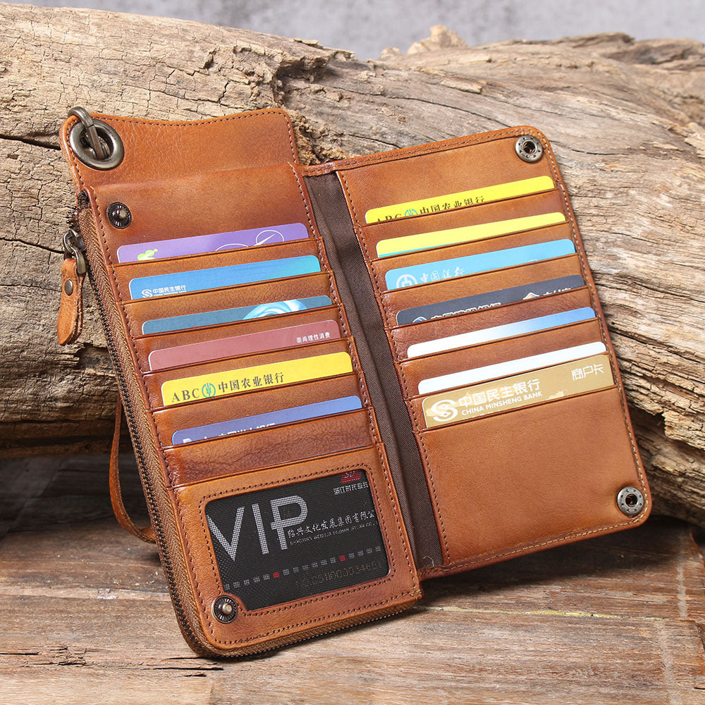 Multi-Functional Genuine Leather Long Wallet & Card Case-Handbags, Wallets & Cases-Coffee-Free Shipping Leatheretro