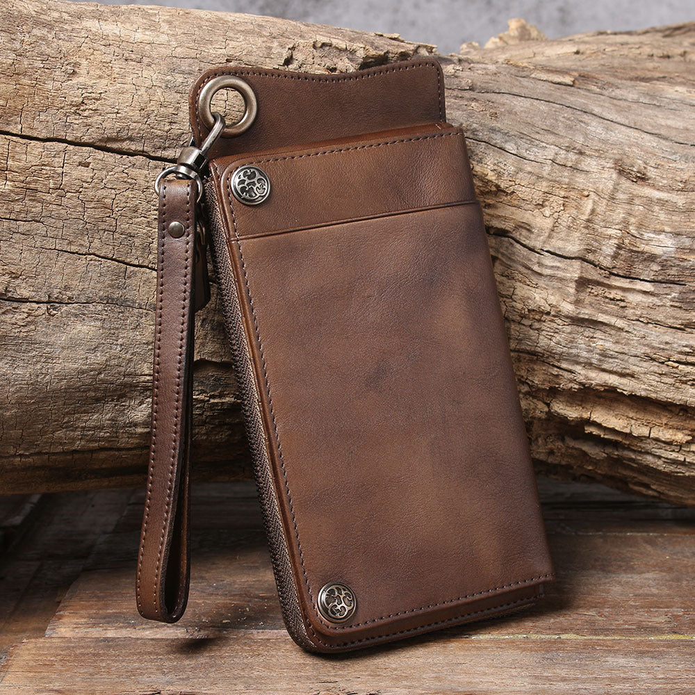 Multi-Functional Genuine Leather Long Wallet & Card Case-Handbags, Wallets & Cases-Coffee-Free Shipping Leatheretro