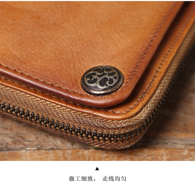 Multi-Functional Genuine Leather Long Wallet & Card Case-Handbags, Wallets & Cases-Coffee-Free Shipping Leatheretro