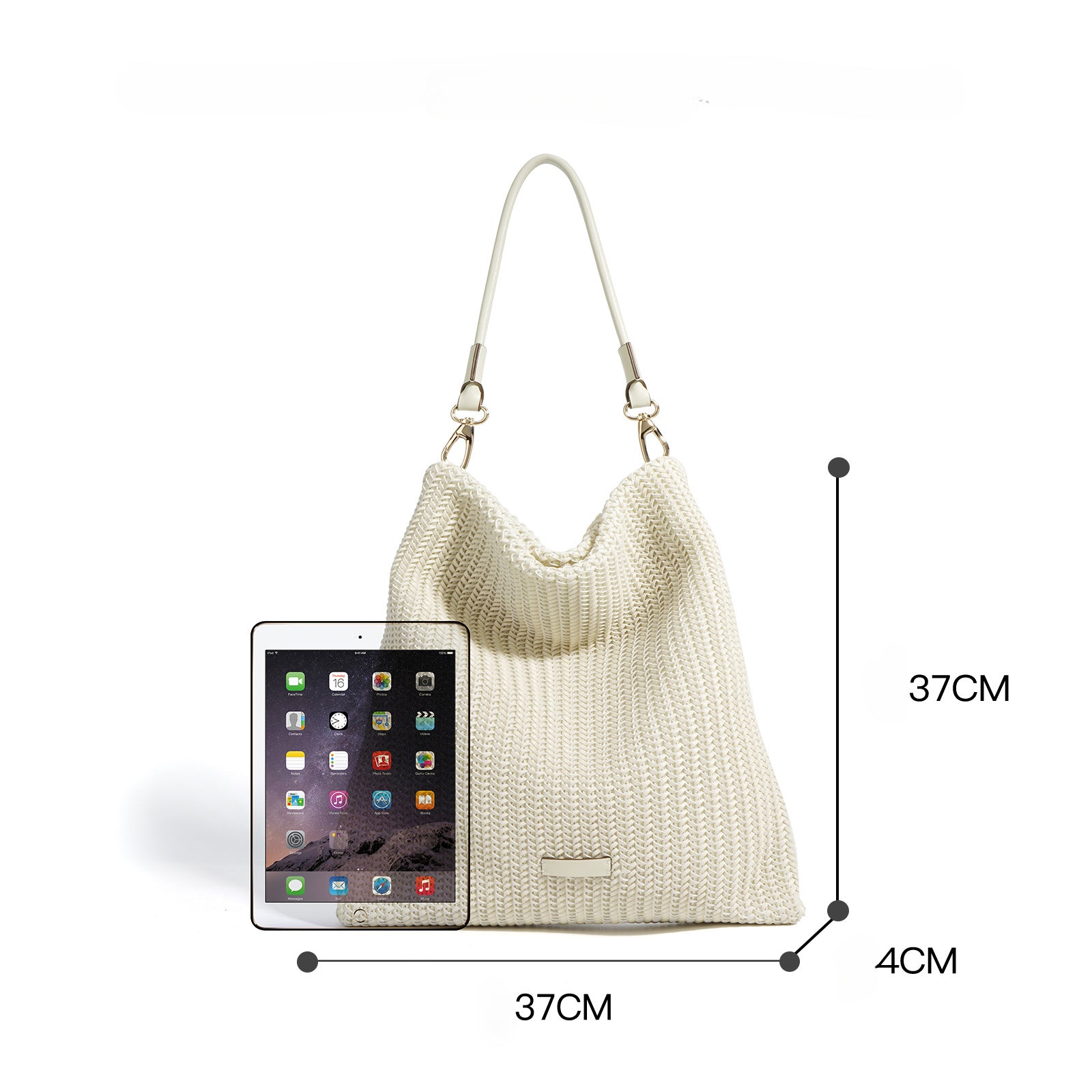 Women's Summer Knit Tote Bag – Large Capacity Minimalist Shoulder Bag for Work-Leather Tote Bags-beige-Free Shipping Leatheretro