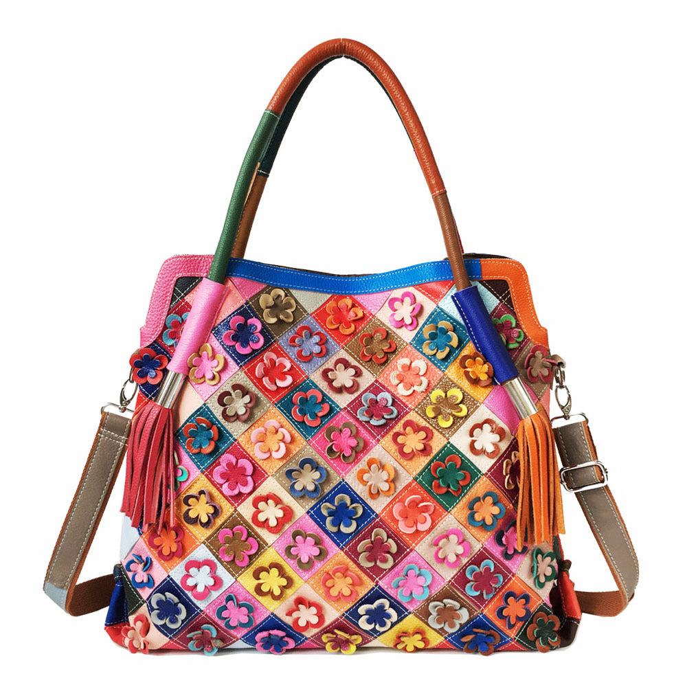 Handmade Designed Large Genuine Top-Grain Leather Crossbody Bag-Colorful-Free Shipping Leatheretro