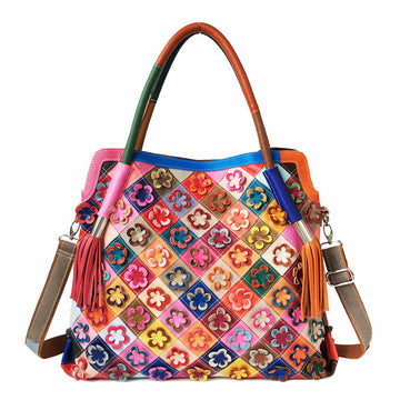 Handmade Designed Large Genuine Top-Grain Leather Crossbody Bag-Colorful-Free Shipping Leatheretro
