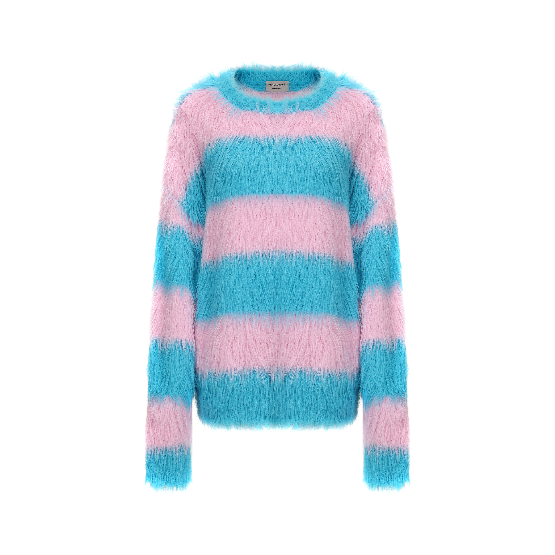 VANN VALRENCE Contrast Candy Stripe Fuzzy Sweater-Sweater-S-Free Shipping Leatheretro