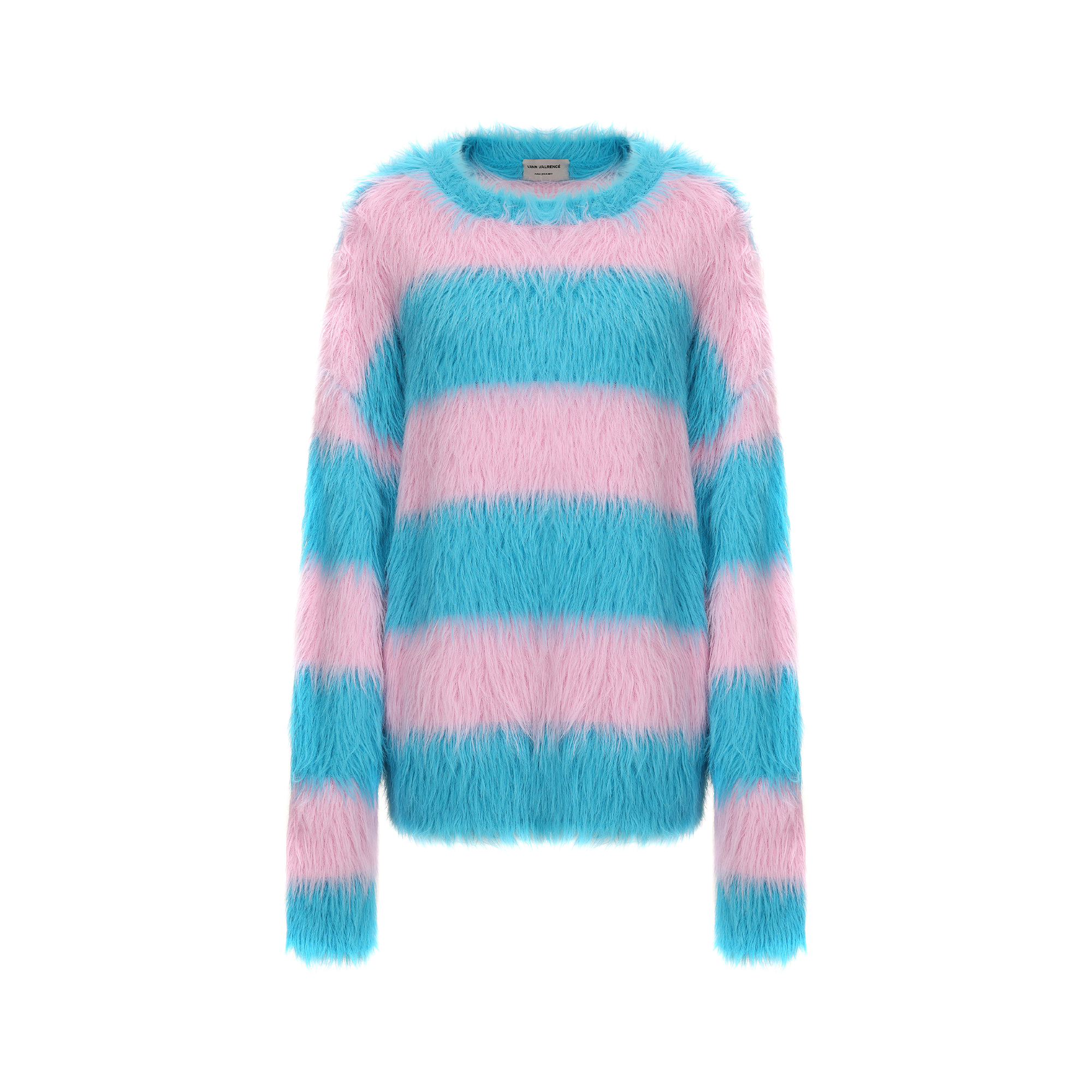 VANN VALRENCE Contrast Candy Stripe Fuzzy Sweater-Sweater-S-Free Shipping Leatheretro