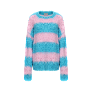 VANN VALRENCE Contrast Candy Stripe Fuzzy Sweater-Sweater-S-Free Shipping Leatheretro