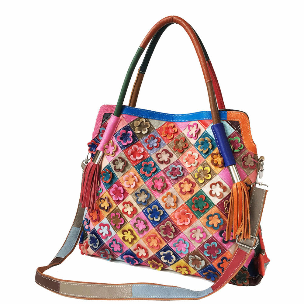 Handmade Designed Large Genuine Top-Grain Leather Crossbody Bag-Colorful-Free Shipping Leatheretro