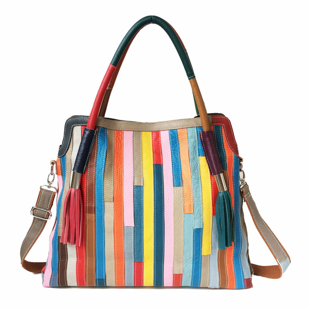 Handmade Designed Large Genuine Top-Grain Leather Crossbody Bag-Colorful-Free Shipping Leatheretro