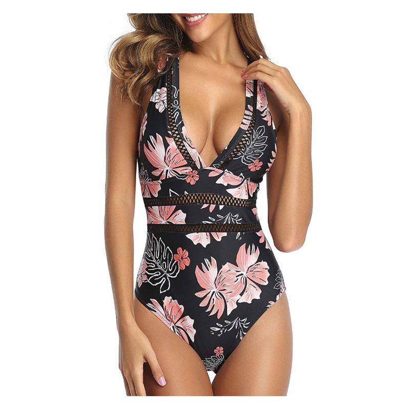 Sexy Women Summer Beach One Piece Swimsuits-Women Swimwear-Floral-S-Free Shipping Leatheretro
