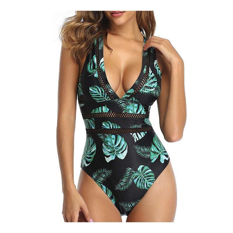 Sexy Women Summer Beach One Piece Swimsuits-Women Swimwear-Green-S-Free Shipping Leatheretro