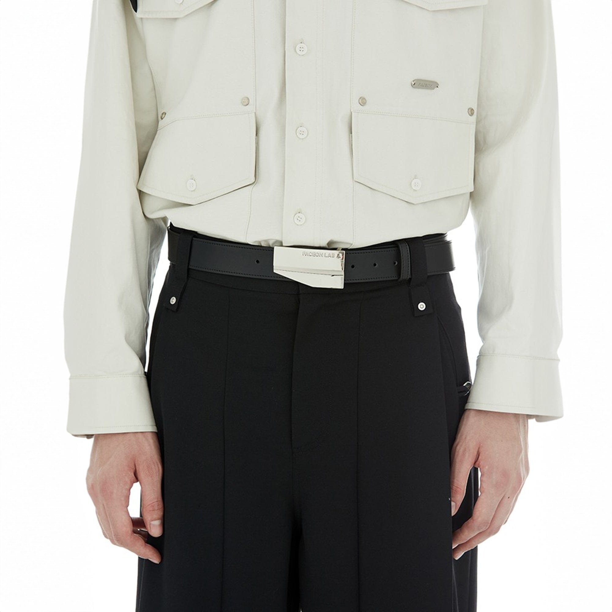 FACEONLAB Essential Metal Buckle Logo Belt-Belt-One Size-Free Shipping Leatheretro