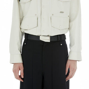 FACEONLAB Essential Metal Buckle Logo Belt-Belt-One Size-Free Shipping Leatheretro