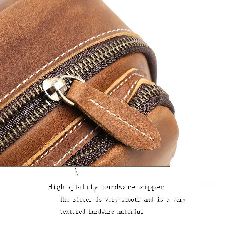European and American Men's Crazy Horse Leather Crossbody Chest Bag-Chest Bags-Black-Free Shipping Leatheretro