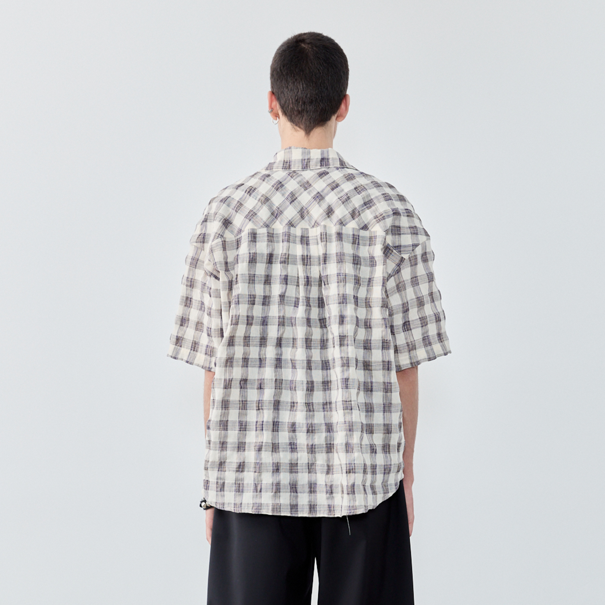 GRAINMUSTARD Retro Plaid Zip Half Shirt-Half shirt-XS-Free Shipping Leatheretro