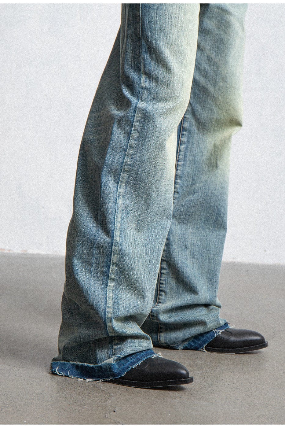 LEONSENSE Raw Edge Washed Flared Jeans-Jeans-S-Free Shipping Leatheretro