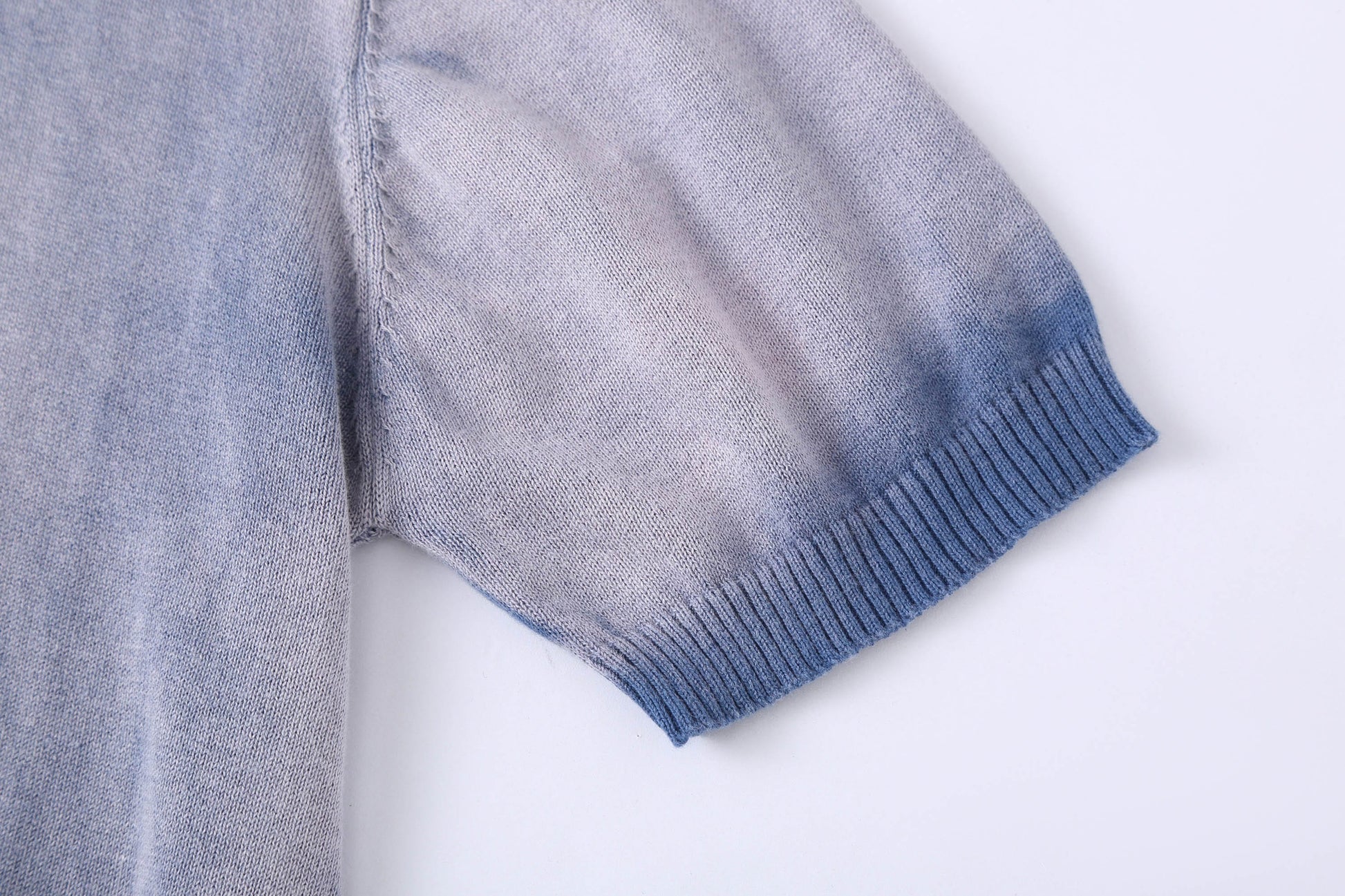 CLP Gradient Sheer Knitted T-Shirt-T Shirt-M-Blue-Free Shipping Leatheretro