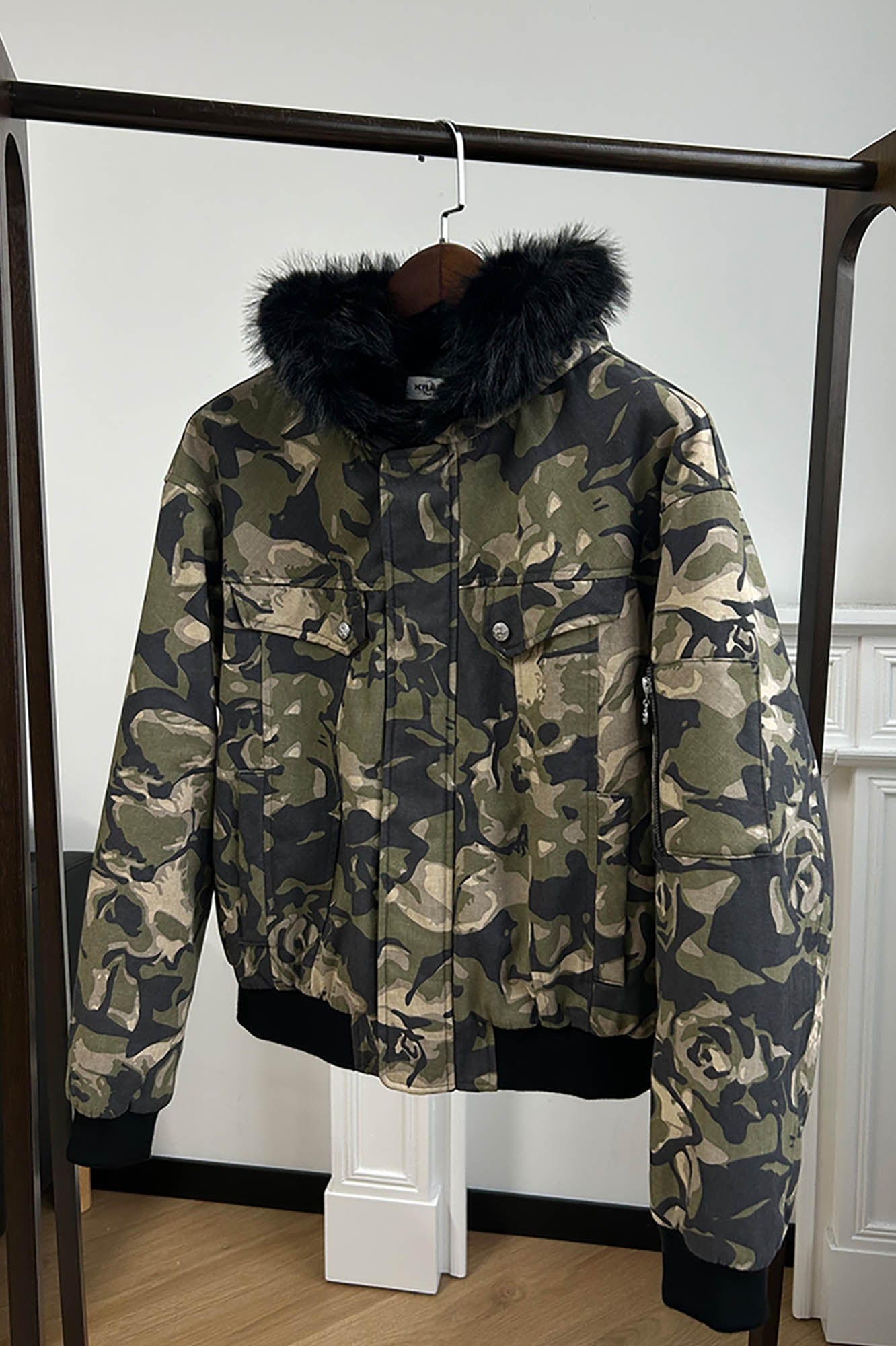 KREATE Padded Faux Fur Collar Utility Jacket-Jacket-S-Multicolor-Free Shipping Leatheretro
