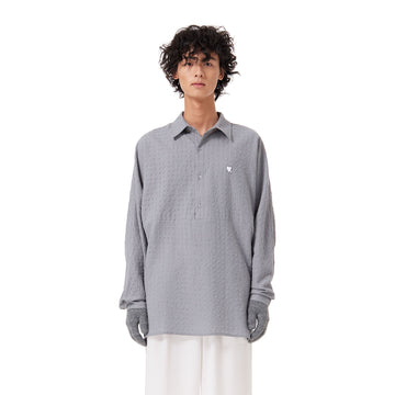 OUYANG WENJUN Drip Heart Embroidered Seersucker Shirt-Shirt-M-Free Shipping Leatheretro