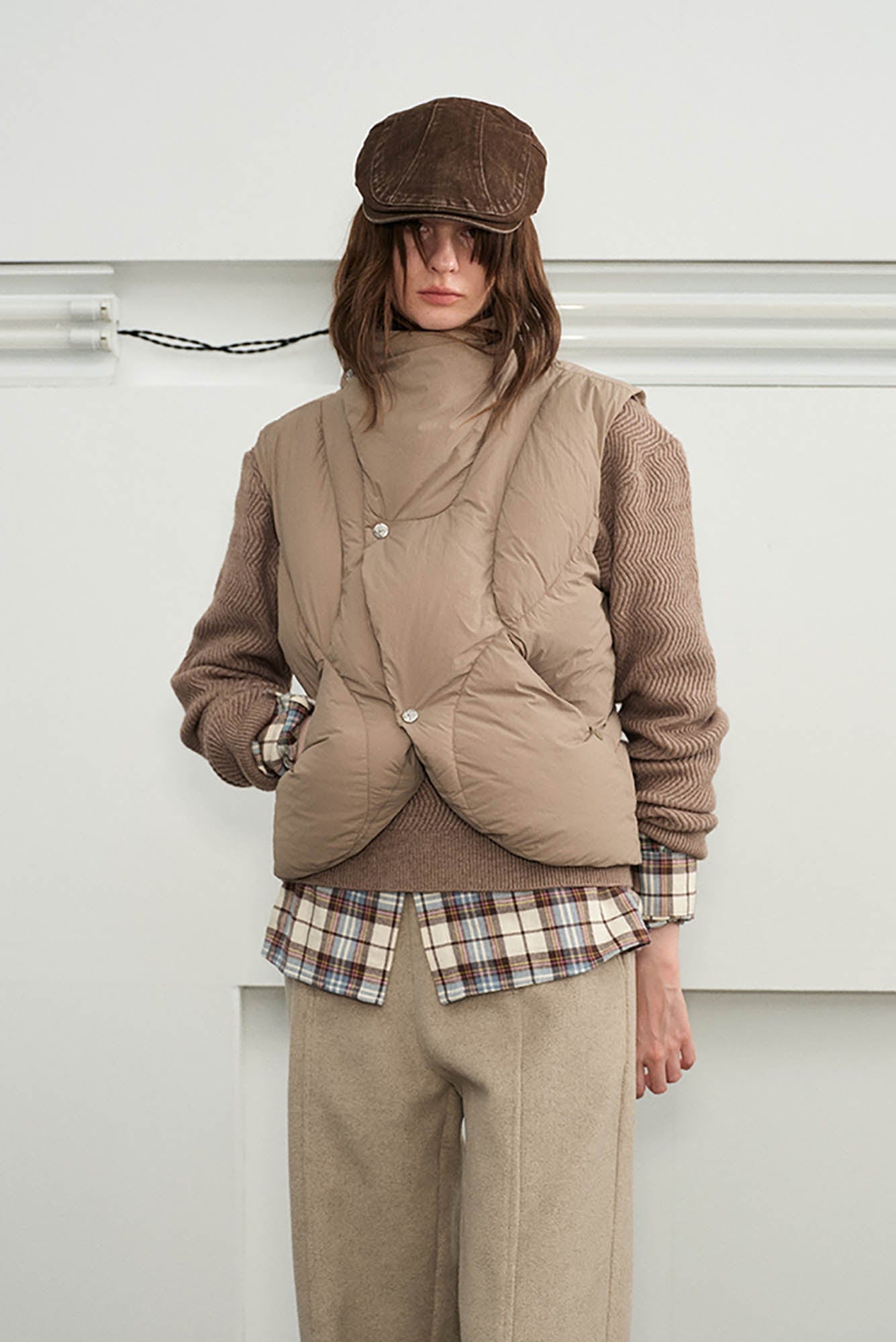 KREATE Asymmetrical Quilted Down Vest-Vest-S-Brown-Free Shipping Leatheretro