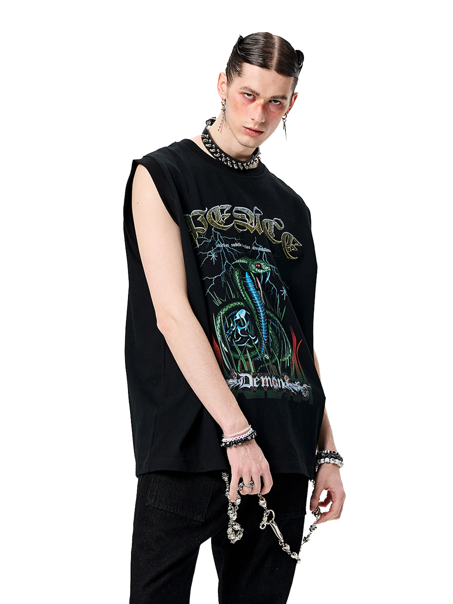 ERISSTOFF Sepultura Cobra Graphic Oversized Tank Top-Tank Top-S-Free Shipping Leatheretro