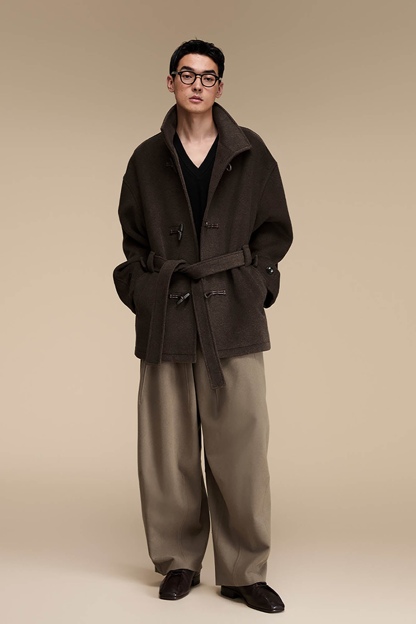 OPICLOTH Minimal Tapered Pants-Pants-S-Brown-Free Shipping Leatheretro