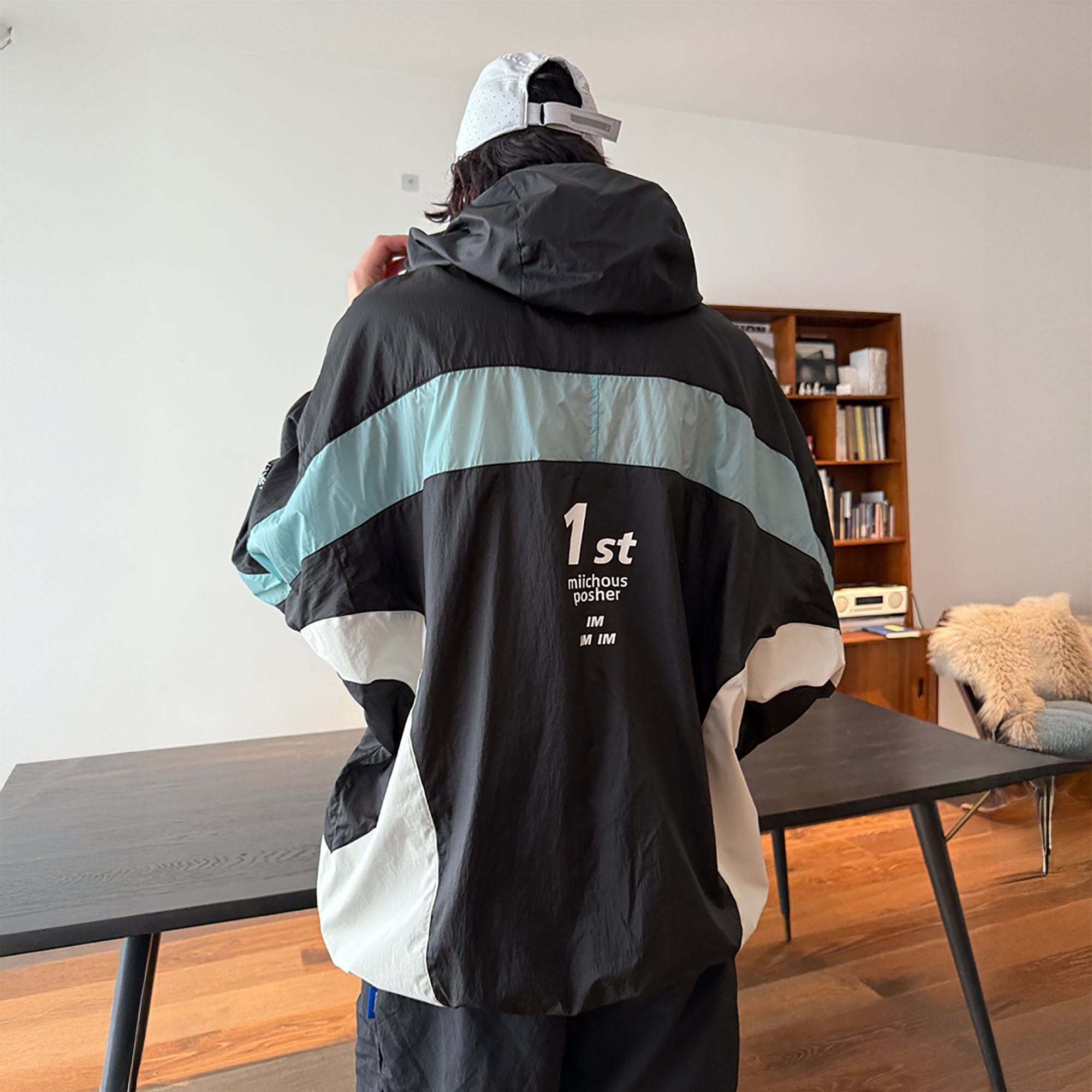 MIICHOUS Contrast Spliced UV Protection Hooded Jacket-Jacket-S-Blue-Free Shipping Leatheretro