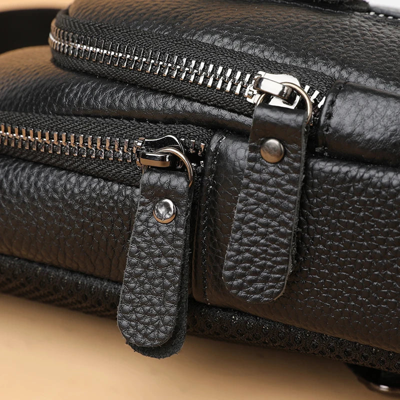 Men’s Genuine Leather Sling Bag – Casual Crossbody Chest Pack-Chest Bags-Classic-Free Shipping Leatheretro