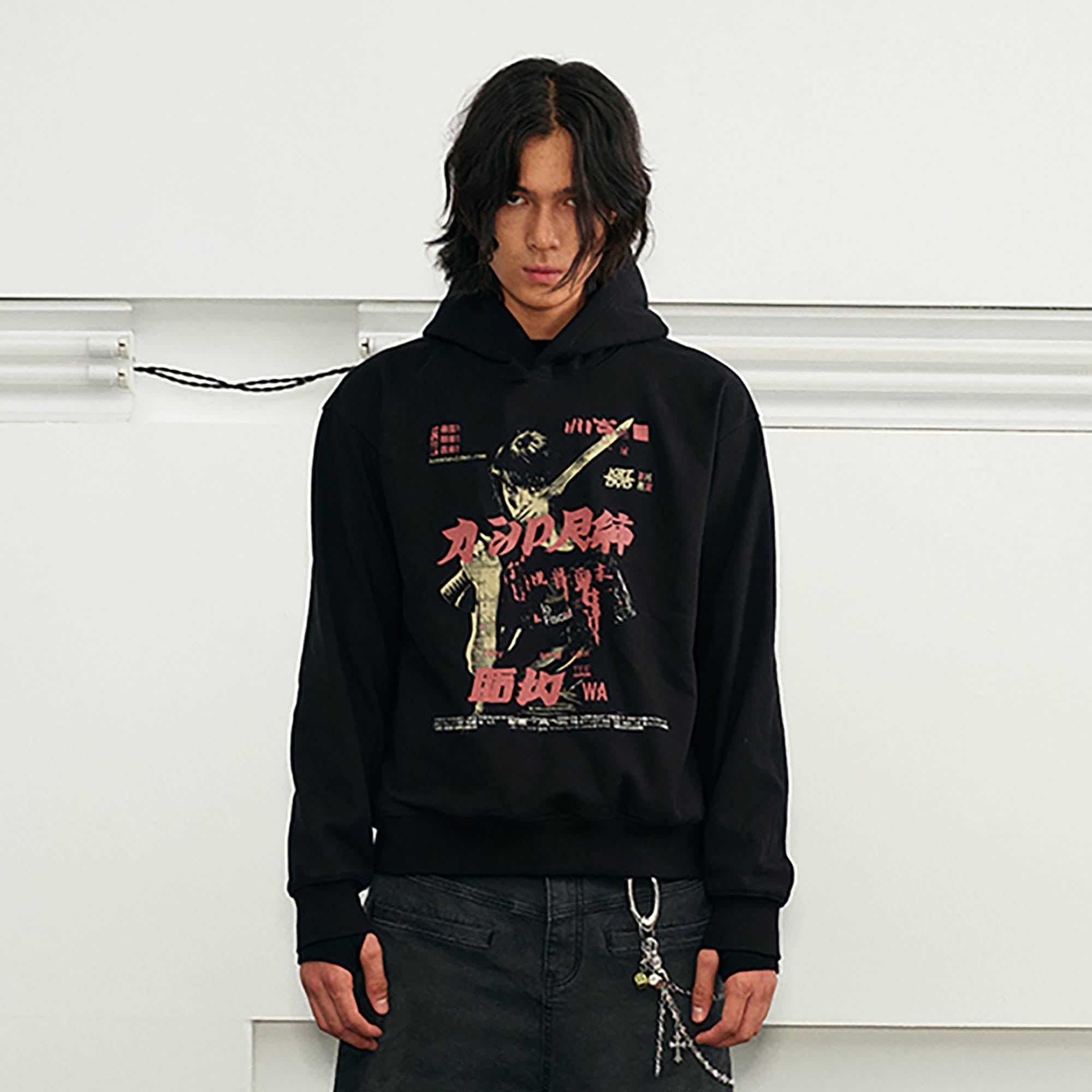 KREATE Retro Ninja Graphic Hoodie-Hoodie-S-Free Shipping Leatheretro