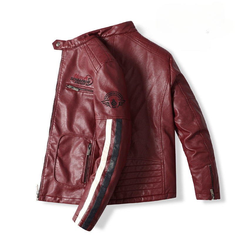 Men's Winter Motorcycle Faux Leather Jacket-red-EUR S-Free Shipping Leatheretro