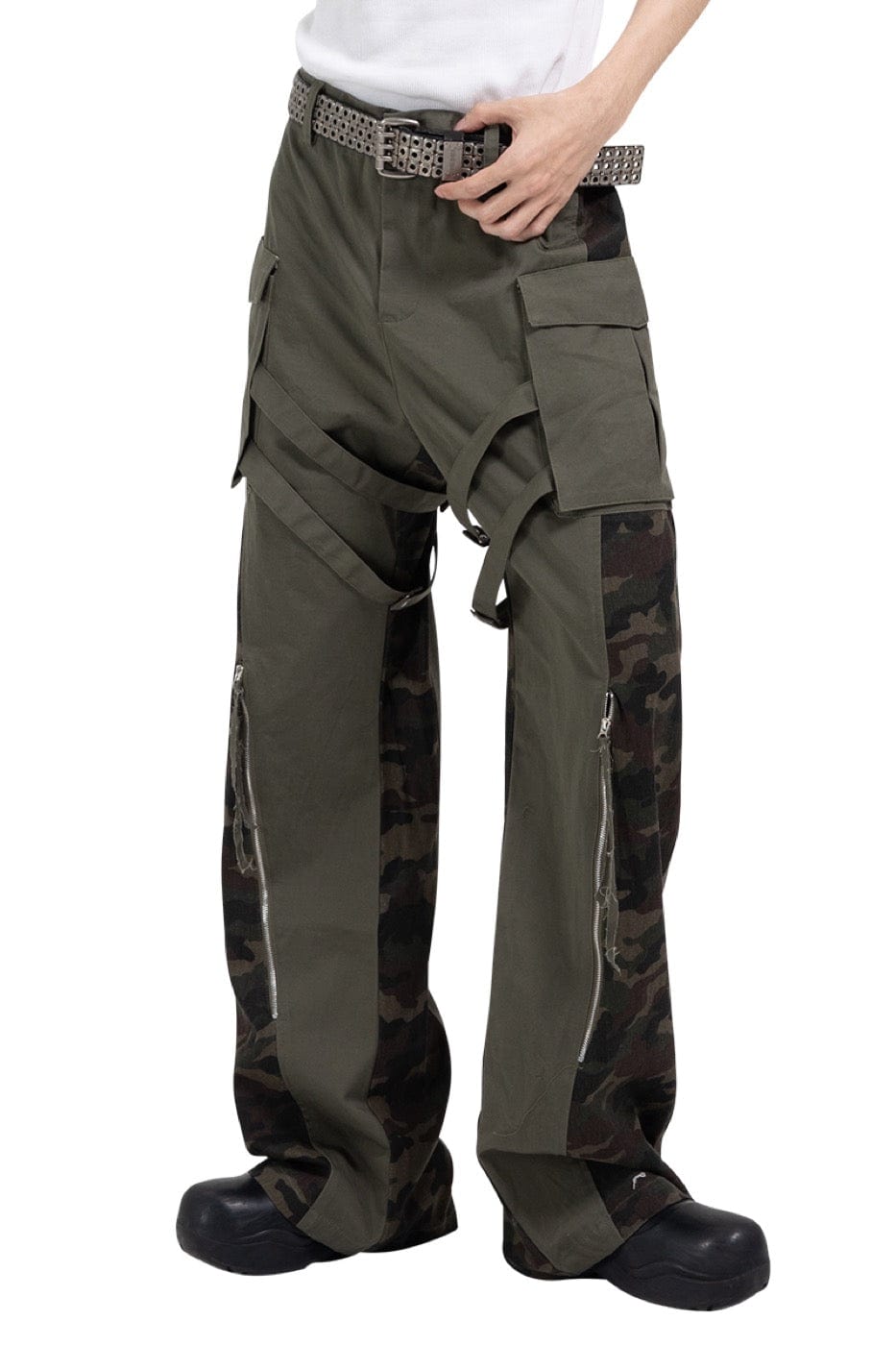 DND4DES Spliced Camouflage Bandage Zipper Cargo-Pants-XS-Free Shipping Leatheretro