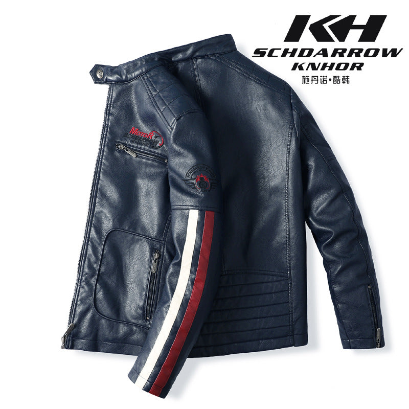 Men's Winter Motorcycle Faux Leather Jacket-red-EUR S-Free Shipping Leatheretro