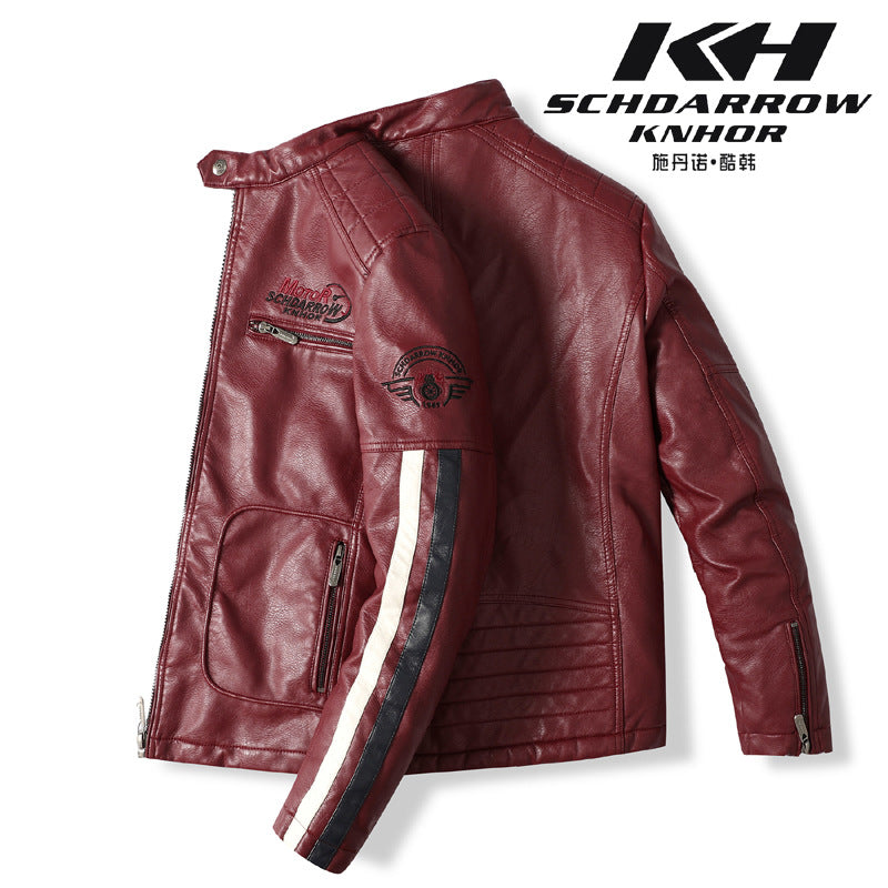 Men's Winter Motorcycle Faux Leather Jacket-red-EUR S-Free Shipping Leatheretro