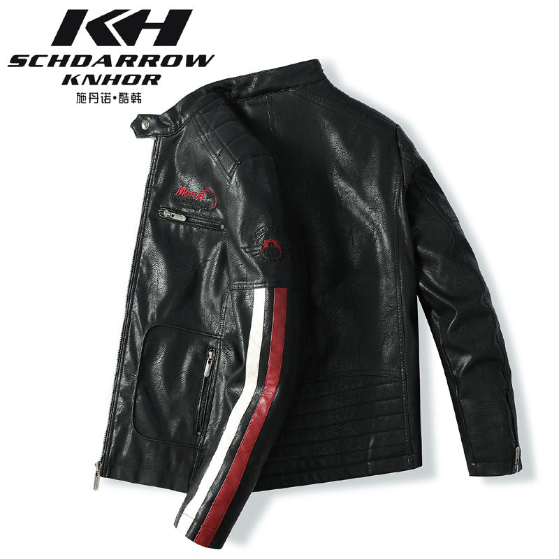 Men's Winter Motorcycle Faux Leather Jacket-red-EUR S-Free Shipping Leatheretro
