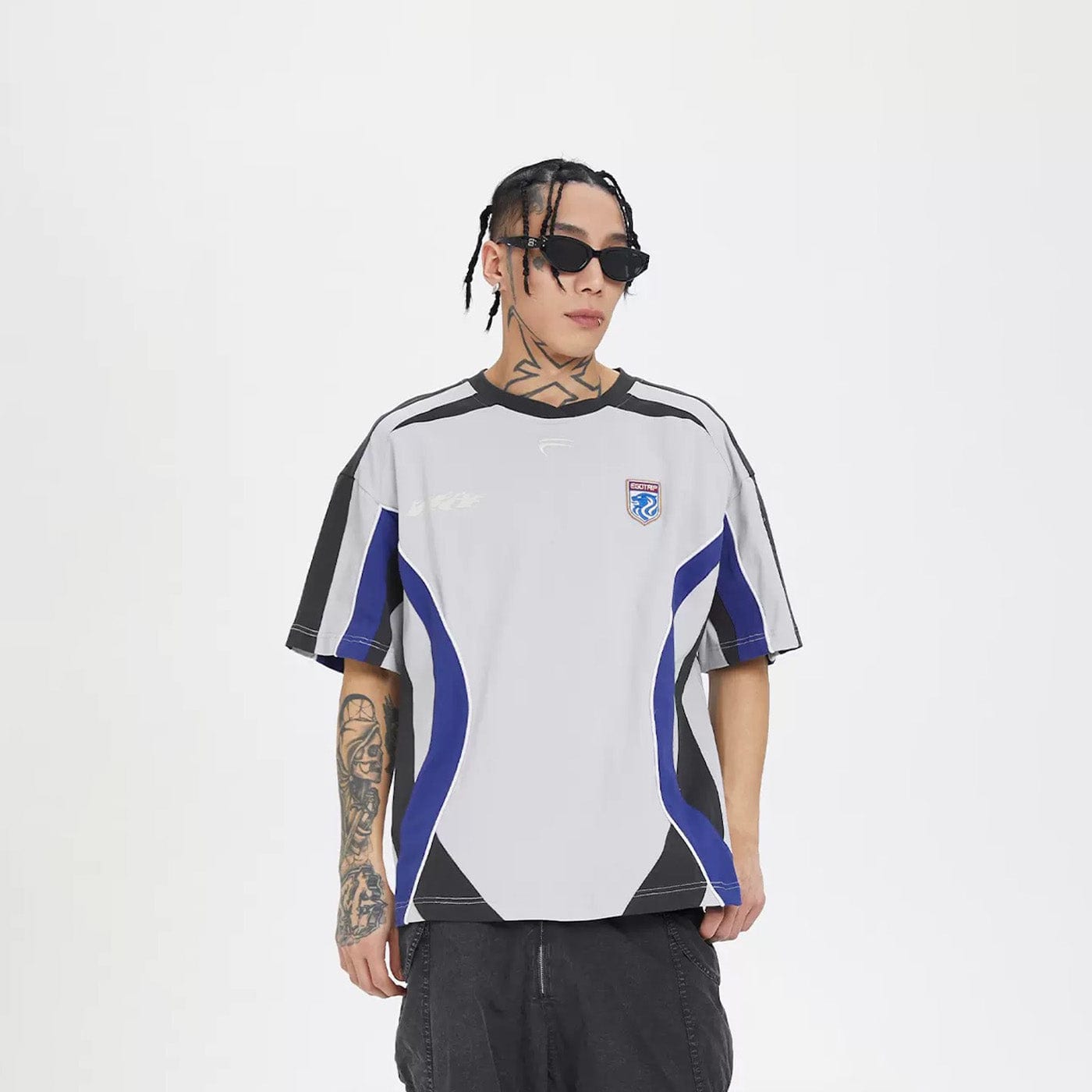 F2CE Racing Deconstructed LOGO Jersey-T Shirt-S-Grey-Free Shipping Leatheretro