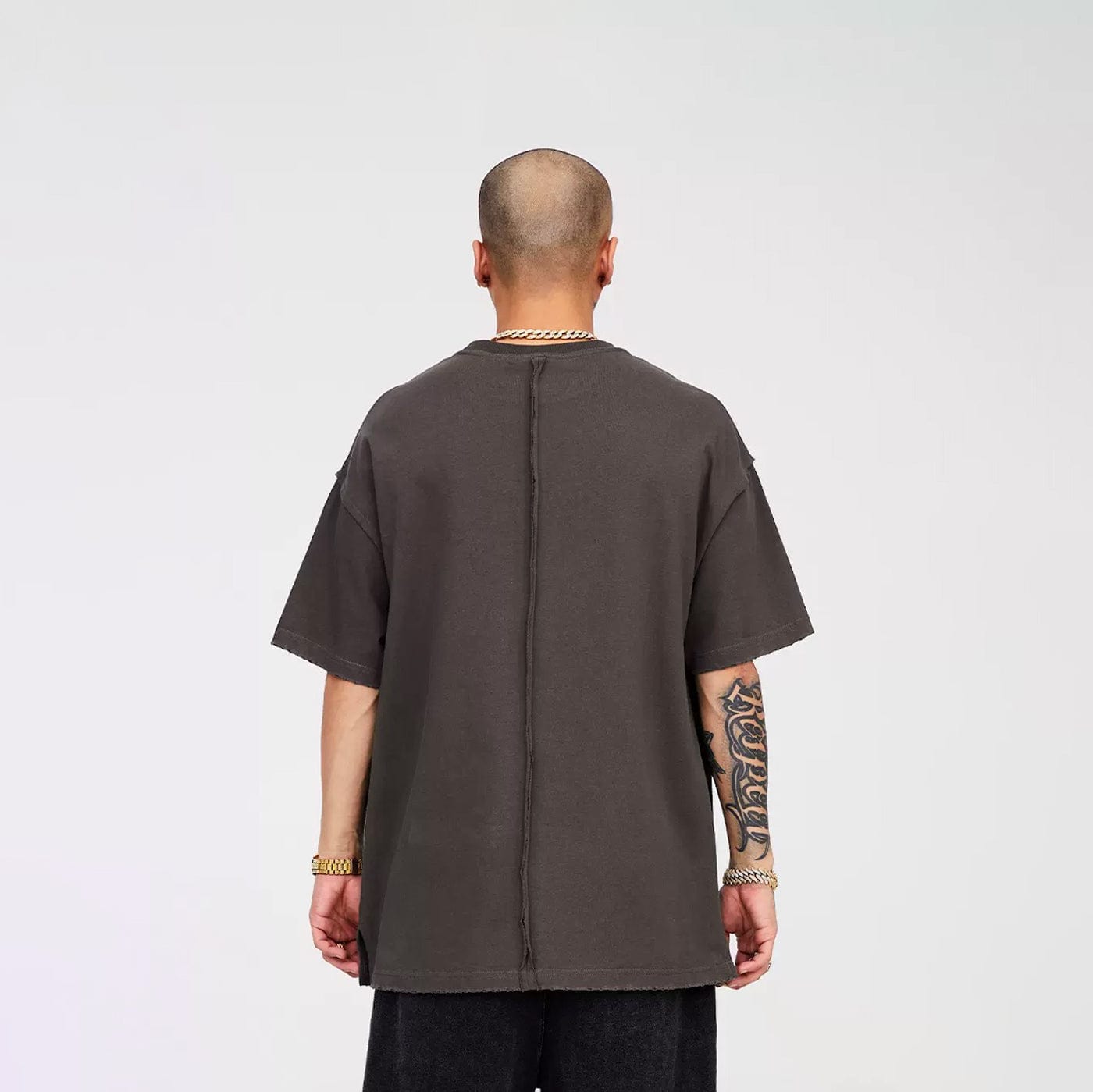 F2CE Essential Embossed LOGO Reversed T-Shirt-T Shirt-XS-Grey-Free Shipping Leatheretro