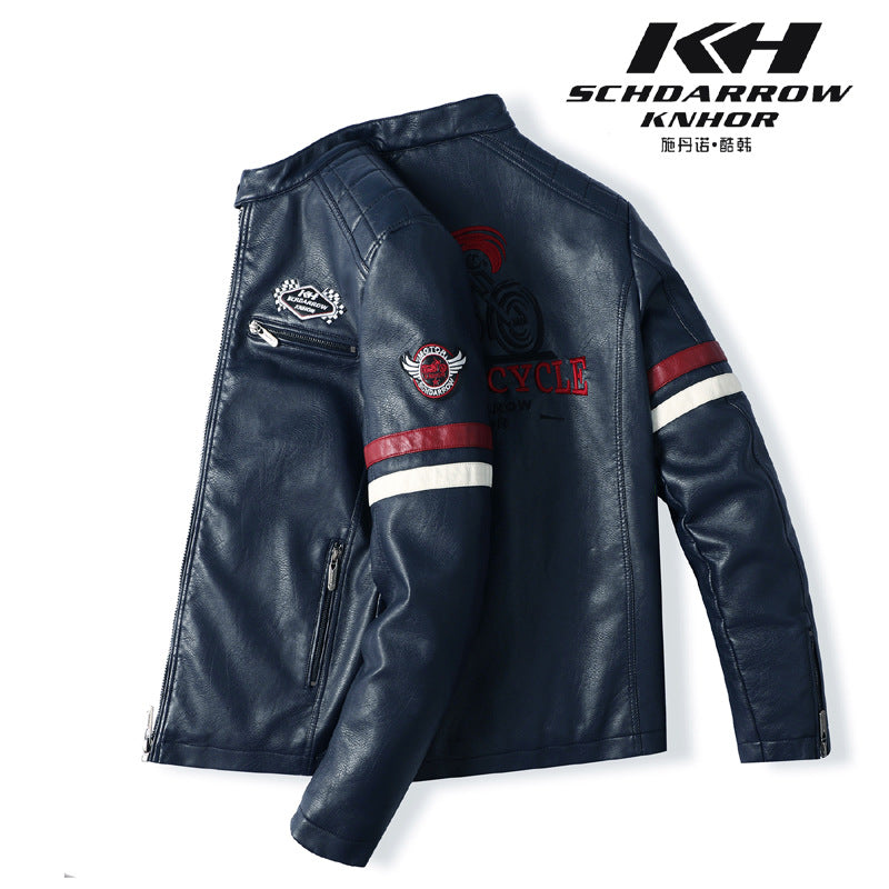 Men's Motorcycle Racing Faux Leather Jacket-red-EUR S-Free Shipping Leatheretro