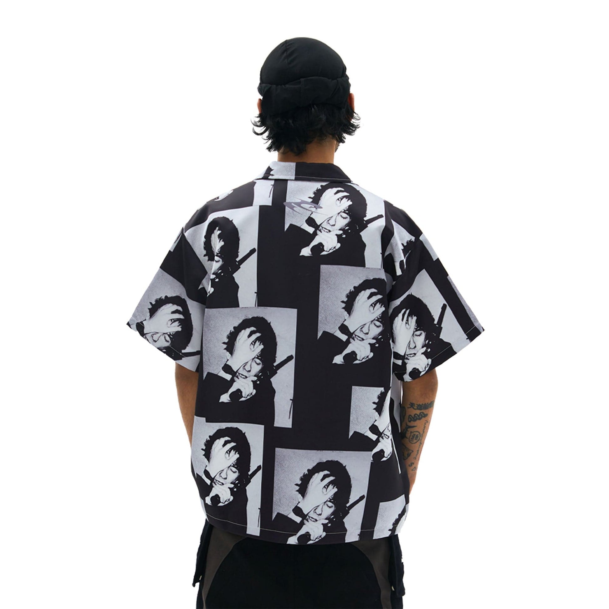 TECNINEGROUP Pop Art Portrait Graphic Cuban Half Shirt-Half shirt-Multicolor-S-Free Shipping Leatheretro