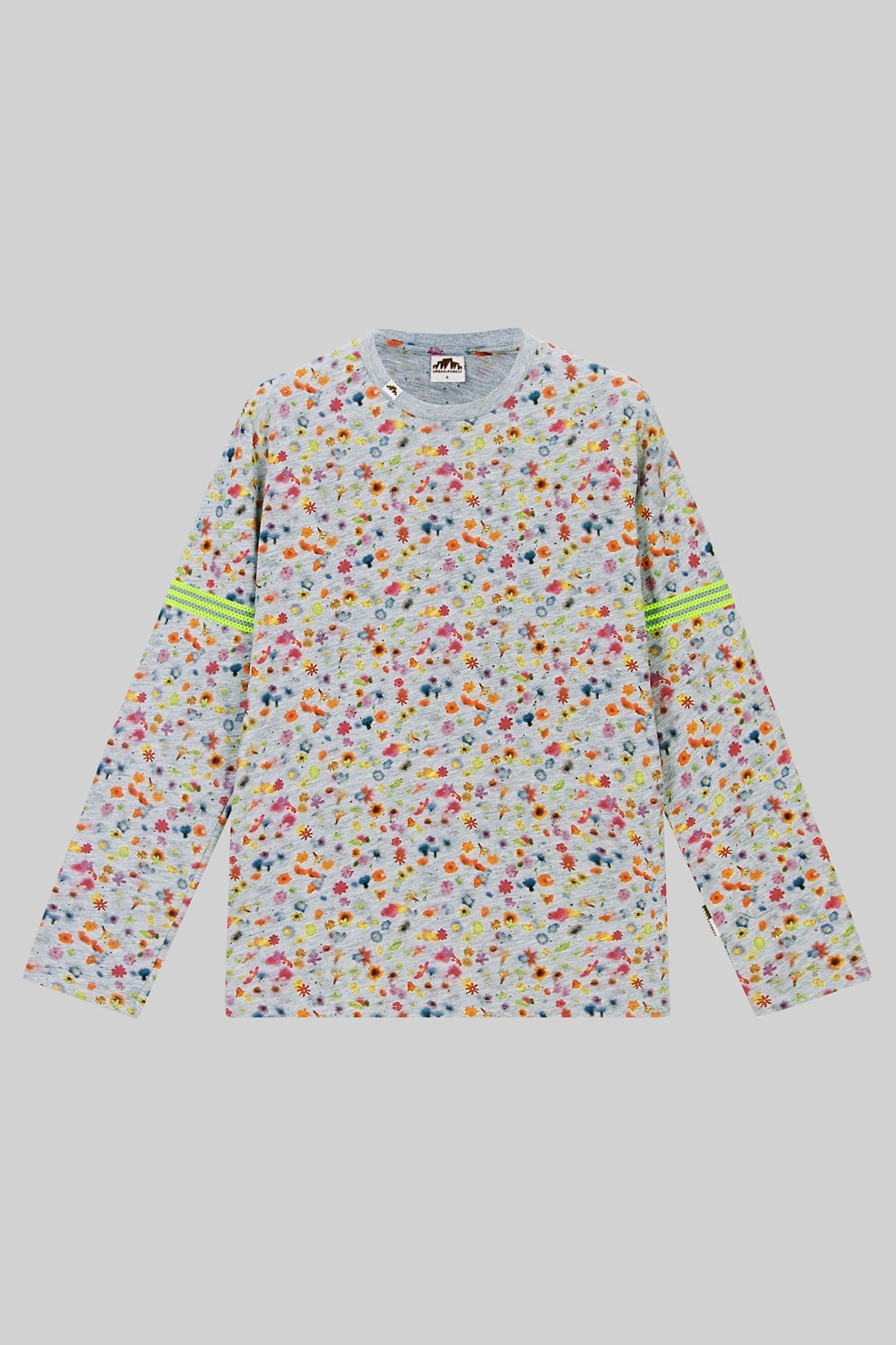 URBAN+FOREST Speckled Reflective Stripe Long-Sleeve Tee-L/S Tee-XS-Multicolor-Free Shipping Leatheretro