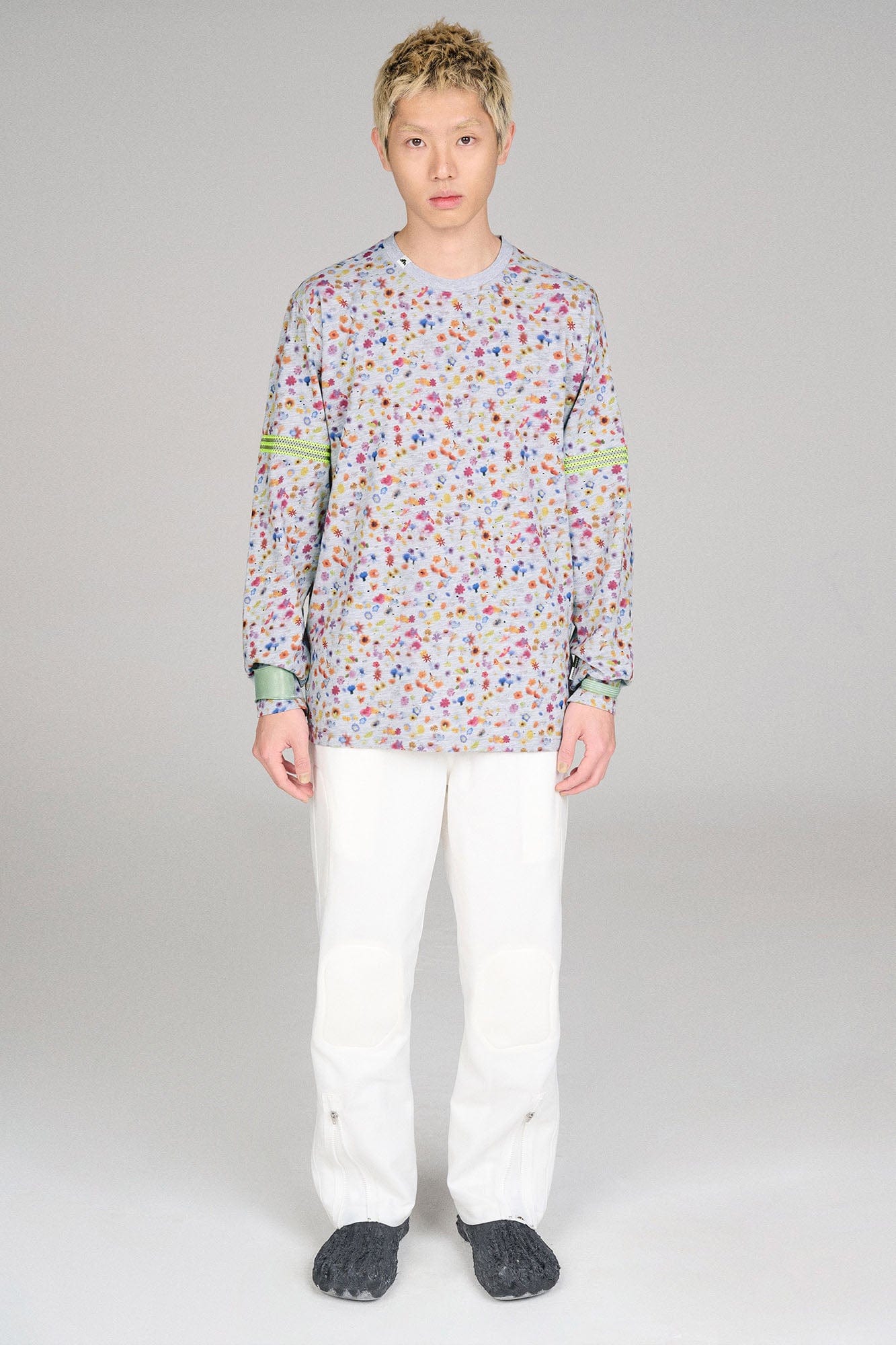 URBAN+FOREST Speckled Reflective Stripe Long-Sleeve Tee-L/S Tee-XS-Multicolor-Free Shipping Leatheretro