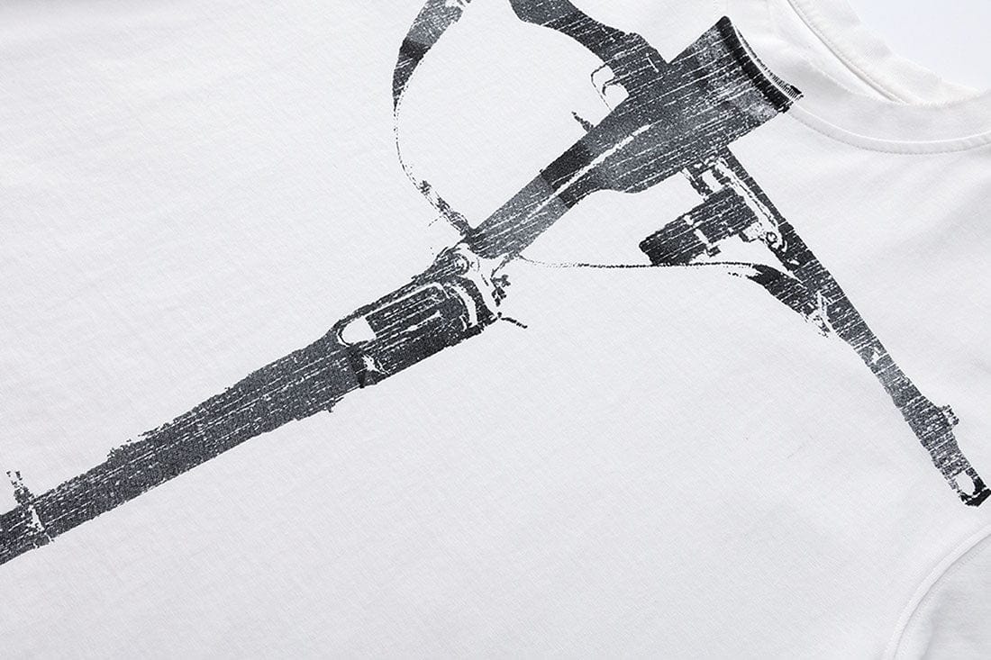 LUUUCAM Cruciform Rifle Graphic Washed T-Shirt-T Shirt-S-Free Shipping Leatheretro