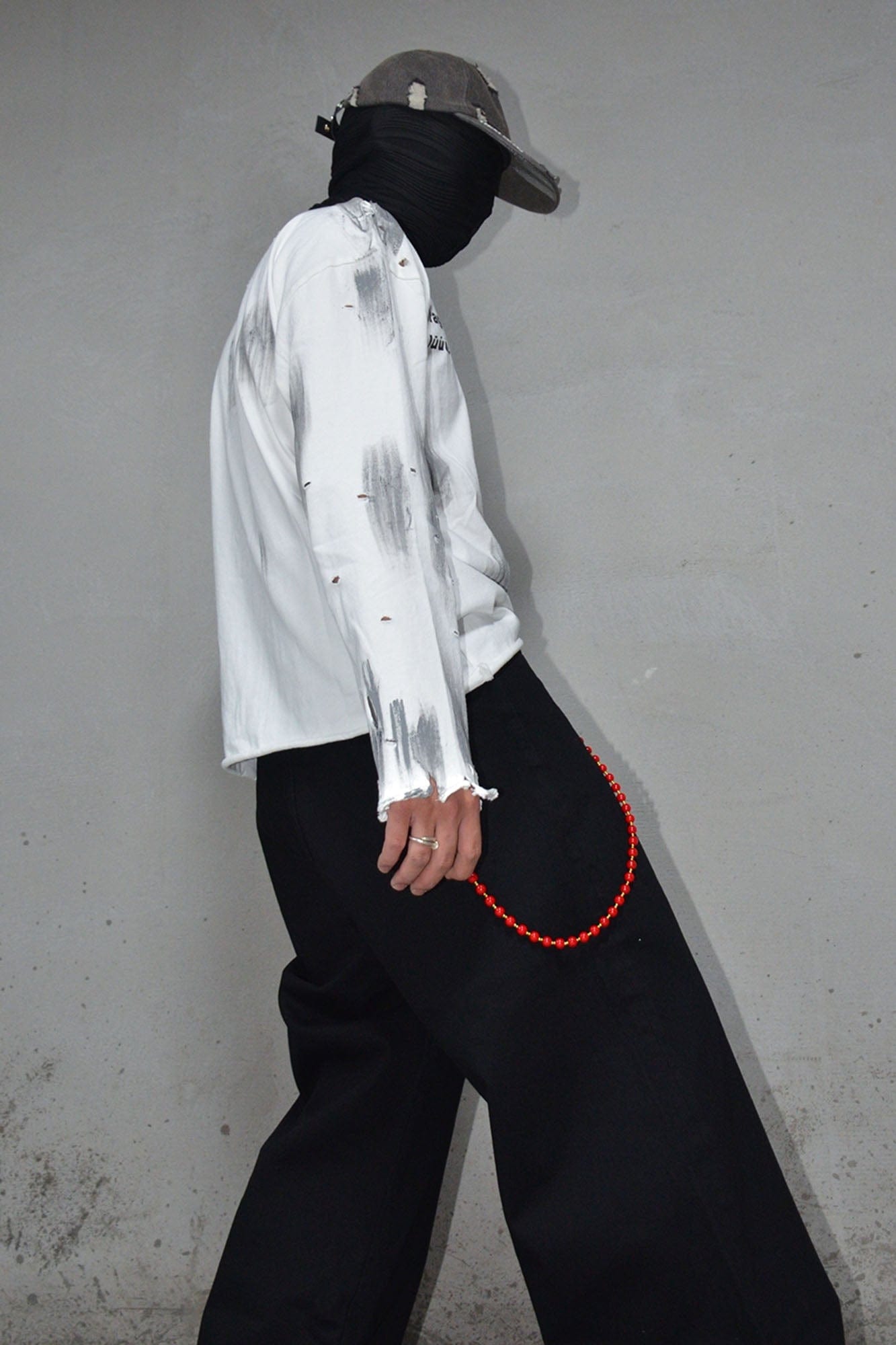 LUUUCAM Fragmented Life Distressed Brushstroke Tee-L/S Tee-S-Free Shipping Leatheretro