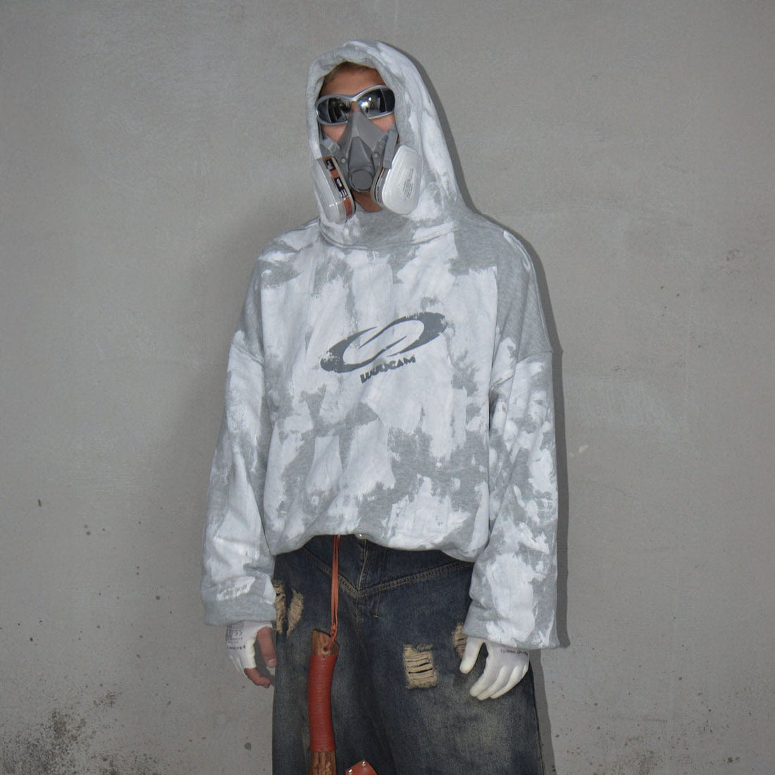 LUUUCAM Brush-Paint Faded Logo Hoodie-Hoodie-S-Free Shipping Leatheretro