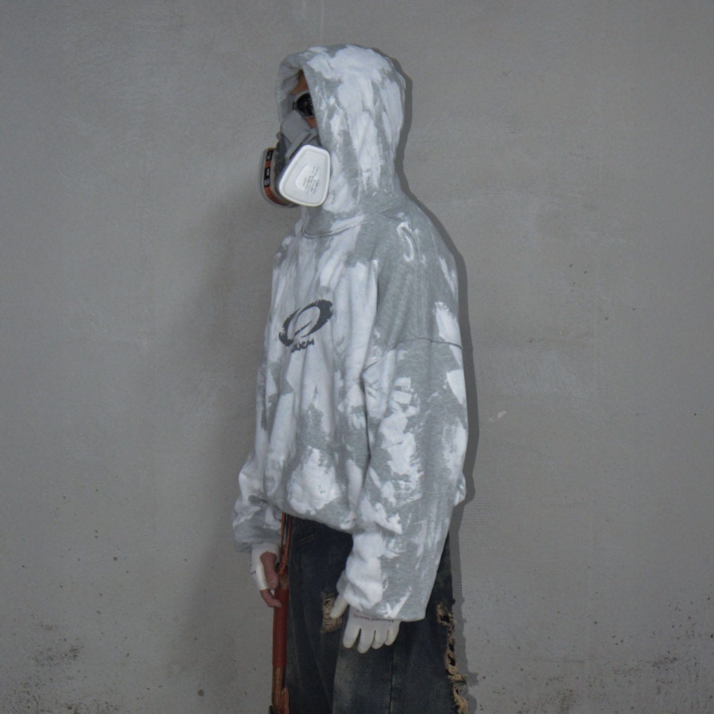 LUUUCAM Brush-Paint Faded Logo Hoodie-Hoodie-S-Free Shipping Leatheretro