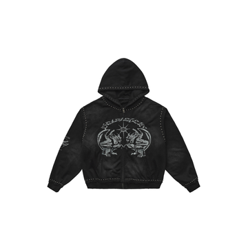 LUUUCAM Retro Studded Zip Hoodie-Jacket-S(Preorder)-Free Shipping Leatheretro