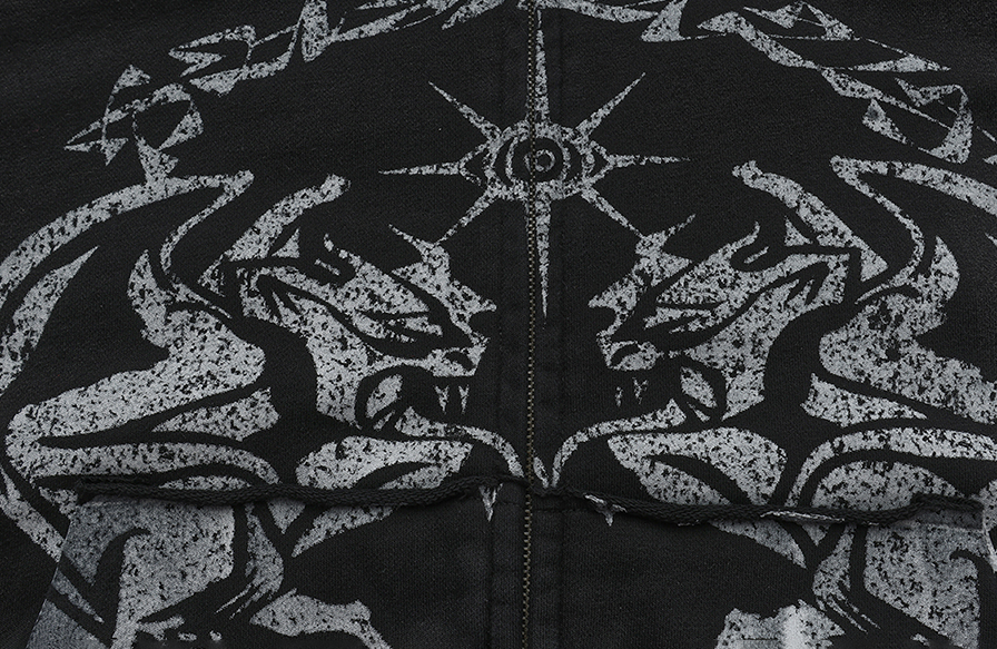 LUUUCAM Retro Studded Zip Hoodie-Jacket-S(Preorder)-Free Shipping Leatheretro