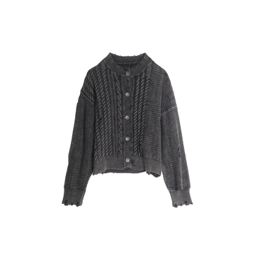 LUUUCAM Ribbed Distressed Button-Up Knit-Sweater-S(Preorder)-Free Shipping Leatheretro