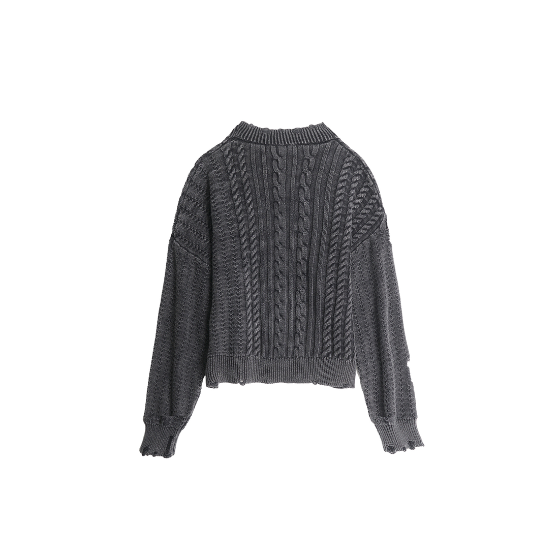 LUUUCAM Ribbed Distressed Button-Up Knit-Sweater-S(Preorder)-Free Shipping Leatheretro